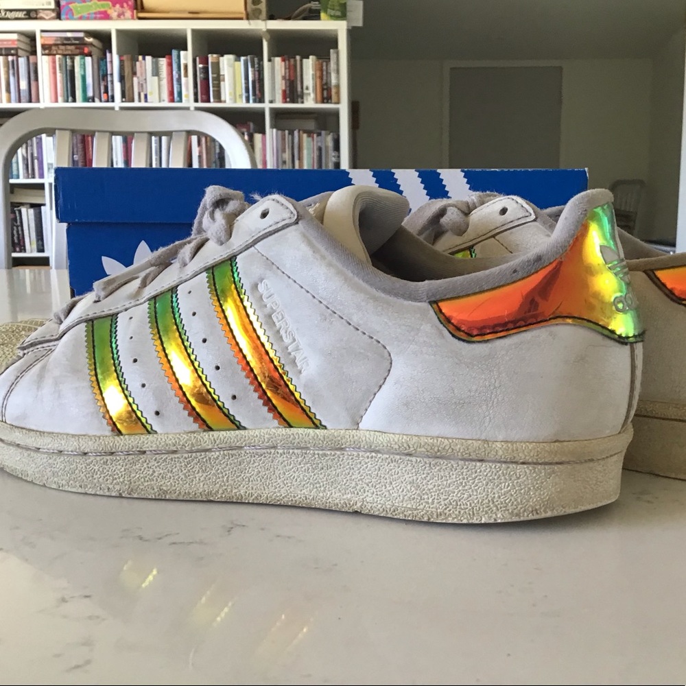 Rainbow holographic adidas superstar shoes!